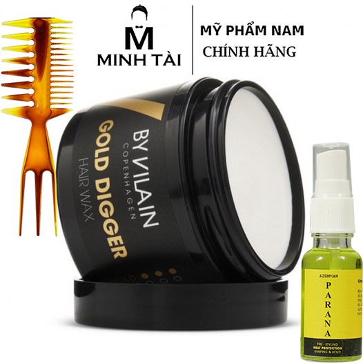 [ Chính Hãng Đan Mạch ] Sáp Vuốt Tóc By Vilain Gold Digger + Pre-styling Azenman Parana 20ml + Lược Tạo Kiểu